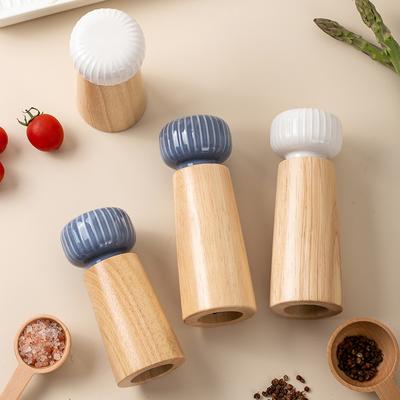 Manual Pepper Grinder Mill Rubber Wood Salt and Pepper Mills for Spice
