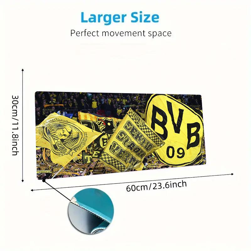 Dortmund Team Logo Mauspade, Große Gaming Schreibtischmatte, Rutschfestes XXL Mauspade für Laptop & Tablet, Mini-PC Spielmatte mit Genähten Kanten