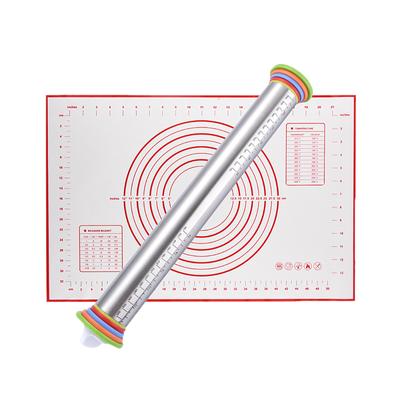 (SU) Stainless Steel Rolling Pin Dough Roller With 8 Rings Kitchen Tools