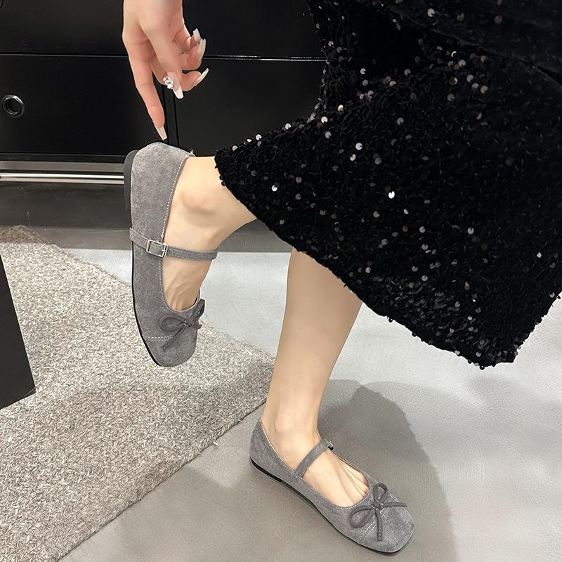French Bow Flat Mary Jane Single Shoes Women's 2025 Spring and Summer New Soft Sole with Skirt Light Mouth Ballet Shoes