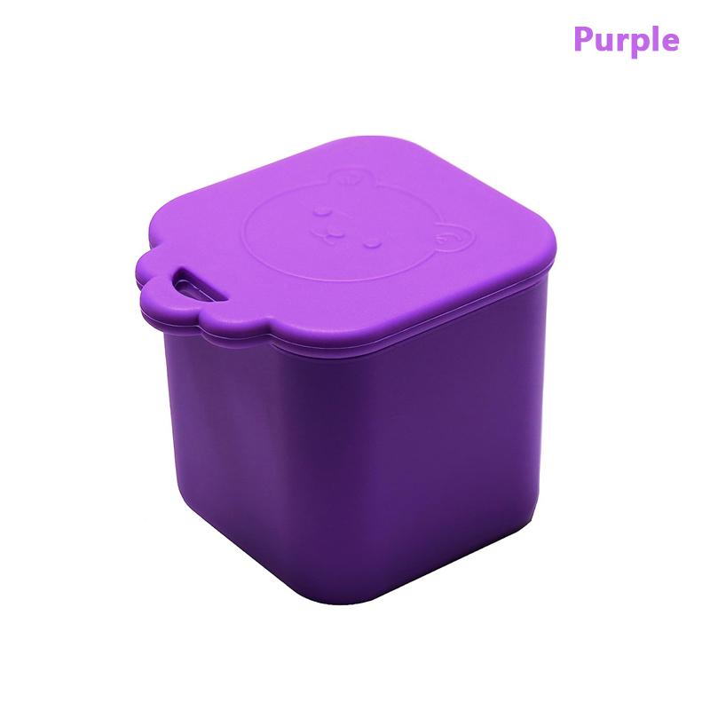 Non-Stick Silicone Lunch Box For Kid Sauce Cup With Lid Small Condiment Dipping Storage Box Container Cute Bear Square Bento Cup