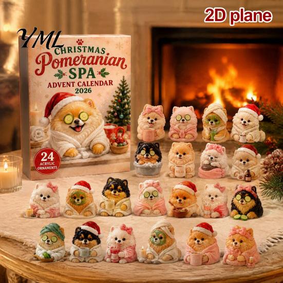 Gift for Dog Lovers Advent Calendars 2026, Cute 24 Days Christmas Countdown Box Calendar, 2D Acrylic Collectible Figures Lovers, Kids, Adults