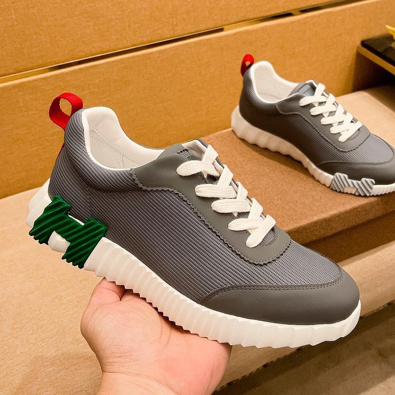 Outdoor Casual Shoes Men's Matte Leather Breathable Running Shoes Trendy Brand Light Luxury Fashion Contrasting Sports Shoes