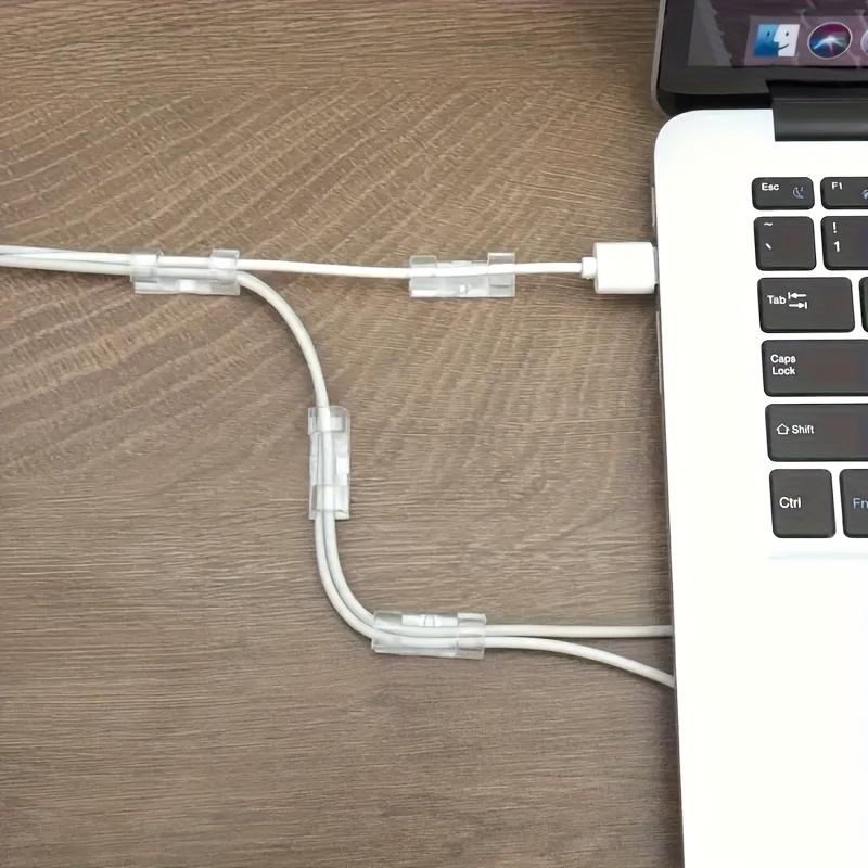 Serre-câbles adhésifs, supports de câbles transparents pour la gestion des lignes électriques, serre-câbles en plastique pour murs et sous les tables