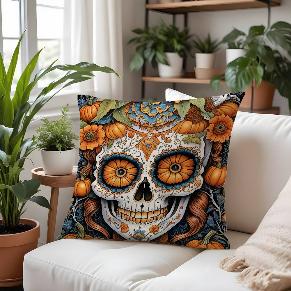 Day Of The Dead Pillow Case Plush Fabric Soft Pillowcase Double Sided Print Cushion Cover Household Gifts