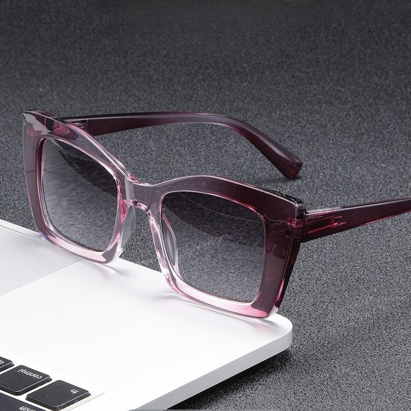 Fashion Large Frame Progressive Colour Presbyopia Glasses Women Brand Design Shading UV Protection HD Reading Glasses