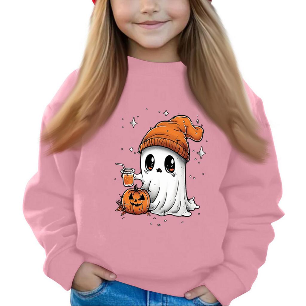 Halloween Day Girls Round Neck Pullovers For Kids Printed Baby Tops