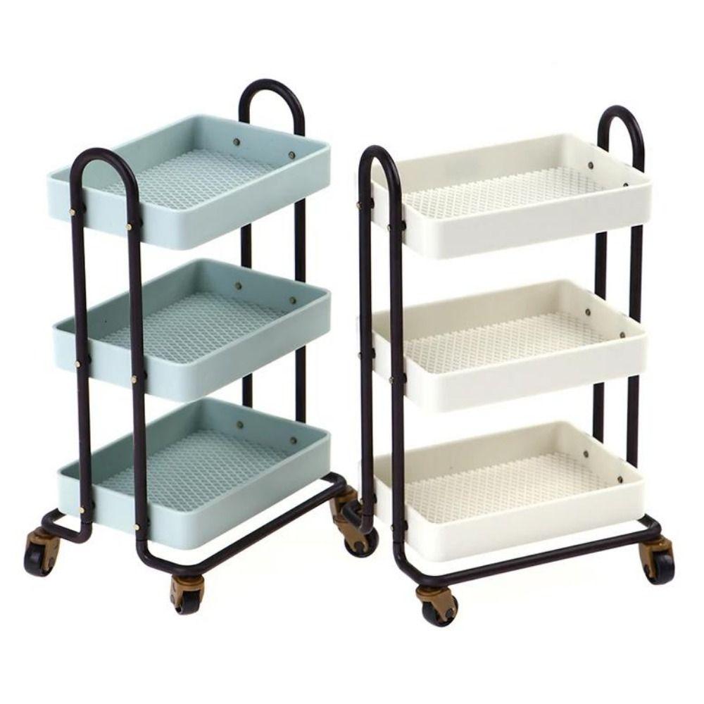 6 Styles 1:12 Dollhouse Trolley With Wheel Storage Shelf Model Kitchen Furniture Accessories
