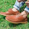 Fashion Platform Dark Brown Lace Up Leather Shoes for Men Non Slip Slip-on Classic Original Comfortable Elegant New In Man Casual Shoe
