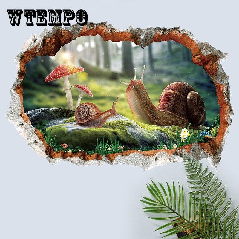 [sticker ]3d Snail Fake Window Broken Wall Stickers For Kids Rooms Baby ...