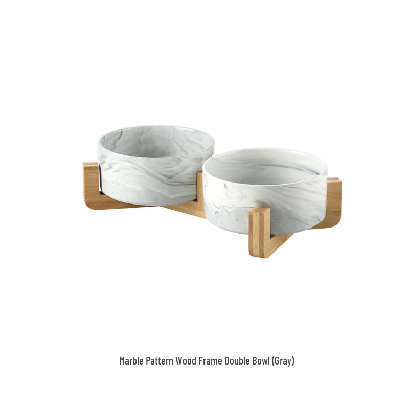 Ceramic Salad Bowl with Wooden Stand