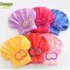 Coral Fleece Absorbent Quick-Dry Hair Towel Cap with Bow