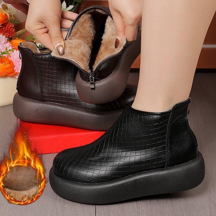 Retro Höjdökande Bomullsskor för Dam Höst och Vinter Nya Rund Tå Ankelstövlar