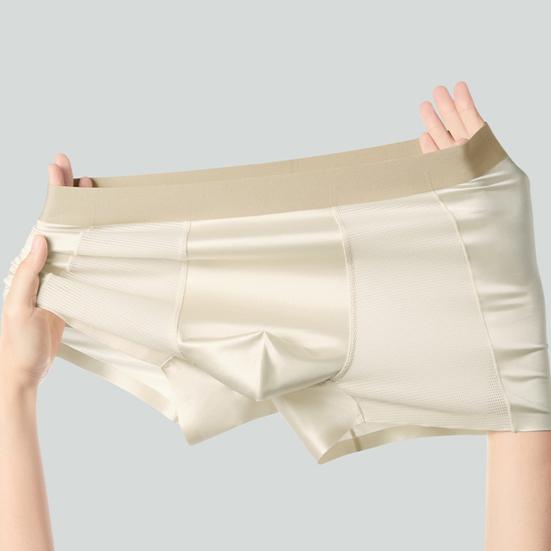 Men Boxer Underwear Mid-rise Tight Cut High Elasticity Shorts Briefs Breathable Holes Design U-Convex Smooth Panties