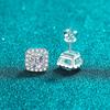 Geometric Square Moissanite Stud Earrings Women Sterling Hypoallergenic Fashion Jewelry
