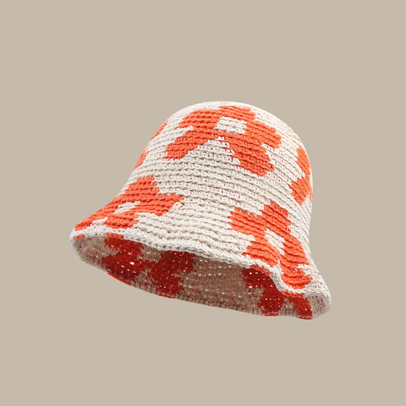 Spring and Summer Niche Designer Cotton Hand-woven Flower Fisherman Hat Children's Seaside Vacation Sunshade Basin Hat