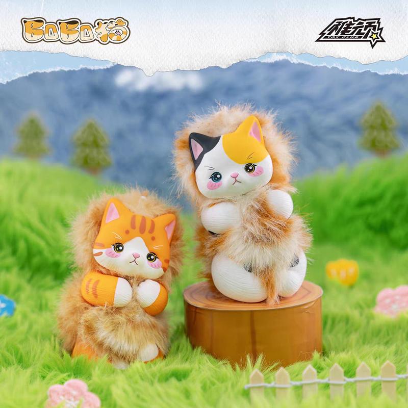 Genuine Jinguoguo Bobo Cat Series Blind Box Cute Fluffy Plush Figures Collectible Backpack Pendant For Kids Holiday Gift Cuddly Stuffed Huggable