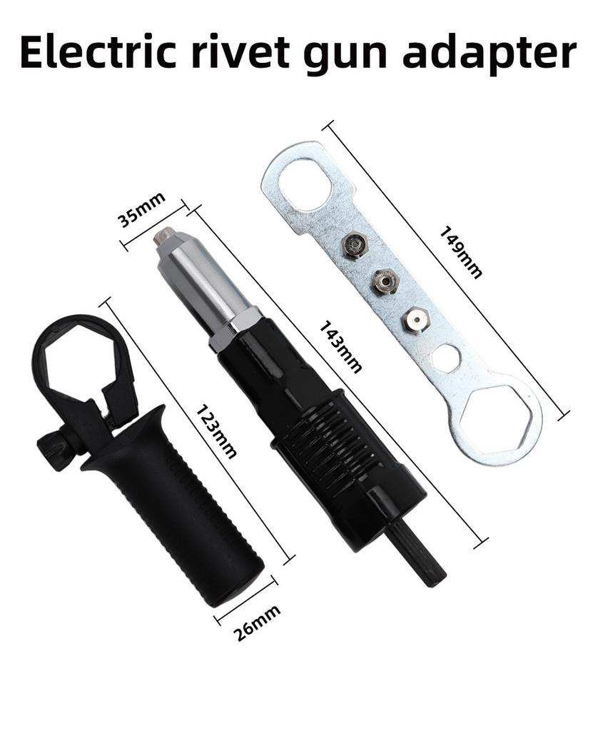 Rivet Gun Adapter Kit with Handle Grip Riveter Drill Attachment Riveting Hand Tool Insert Nut for Cordless Electric Power Drill