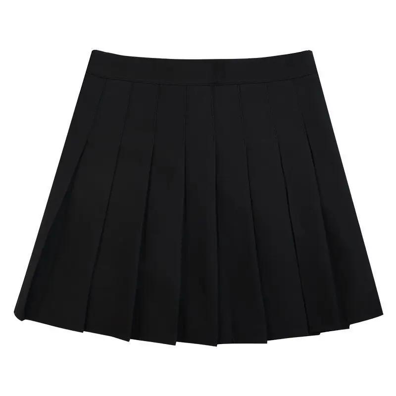 Černé plisované sukně pro ženy Dámská áčková sukně s vysokým pasem Vysokoškolský styl Krátké oblečení Japonské dámské spodní díly