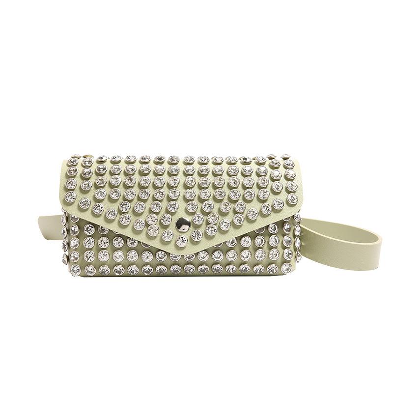 This year, the popular bag women 2025 new European and American fashion rhinestone single shoulder wide shoulder strap crossbody waist breast bag