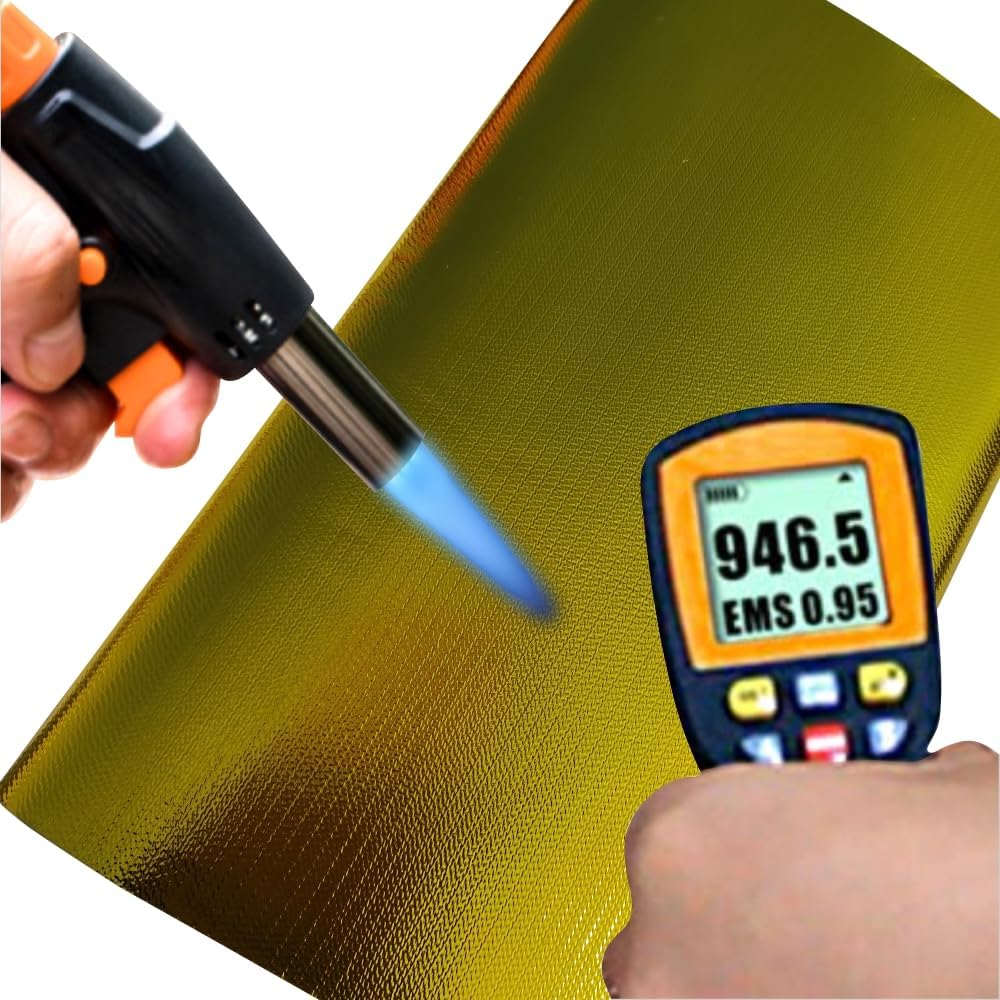 12'' X 48'' Gold Adhesive Heat Shield ReflectiveTape Wrap Roll Compatible Thermal Barrier Adhesive Backed Heat Sleeve Up To 2000 Degrees Fahrenheit