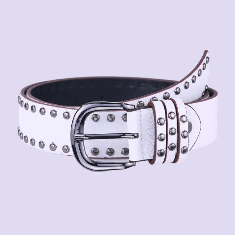 Fashion punk style needle buckle willow nail belt women's high-end jeans skirt versatile decorative belt solid buckle belt