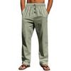 Men's Cotton-Linen Summer Straight-Leg -Color Casual Trousers