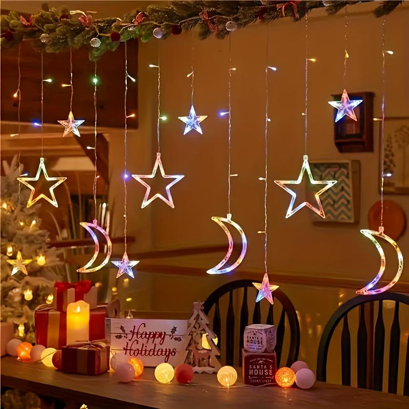 LED Star Moon String Lights,romantic Atmosphere,fairy Curtain Lights,suitable for Bedroom Wall Decoration,room Windows,party and Holiday Decoration