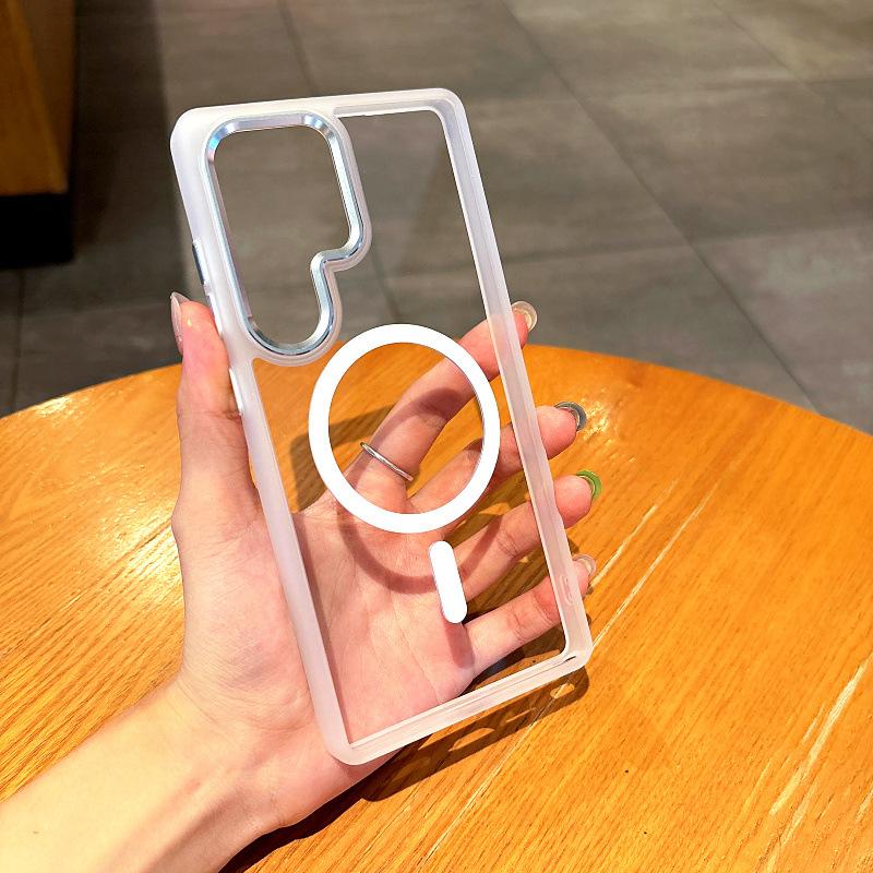 Gold Shield Magnetic Suction Suitable for New Samsung S25Utra Mobile Phone Case S24 Full-pack Magnetic Suction Protective Case Metal Camera Frame
