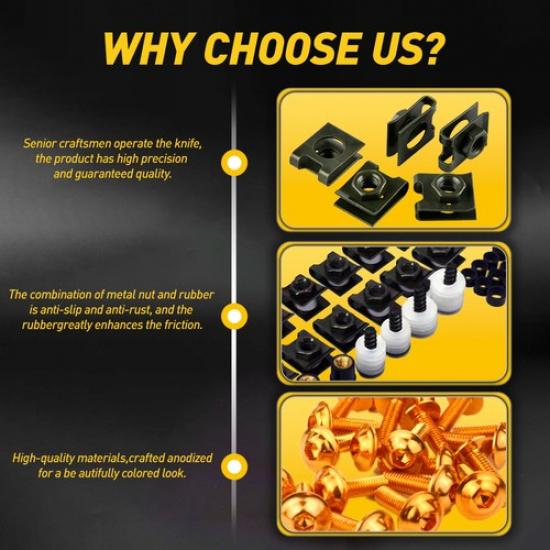 Gold Motorcycle Complete Fairing Bolt Kit Body Screw Replacement Accessories