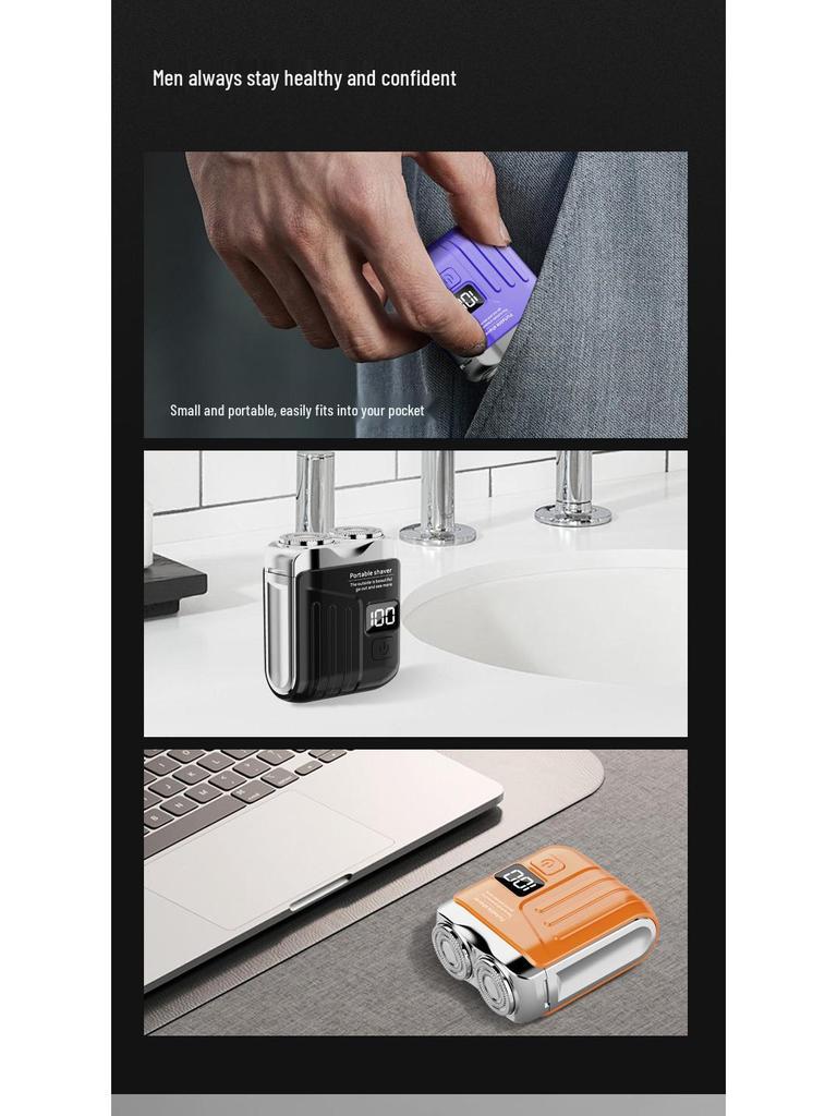 MINI Electric Portable Shaver: USB Rechargeable Double Blade for Car & Home