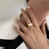 18K Gold-Plated Titanium Steel Ring with European Geometric Design and Mother-of-Pearl Inlay