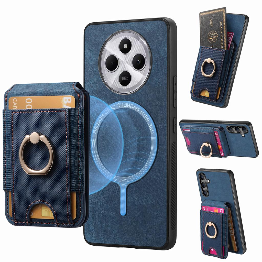 Phone Case For Xiaomi Redmi 14C 4G/14R 5G/Poco C75 4G Kickstand Leather Back Cover with Detachable Card Holder