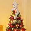 Rabbit Ornament Plush Standing Easter Decoration with Hand-Held Carrot Soft Pink Ears Tree Topper Holiday Home Decor Indoor Gift Prop