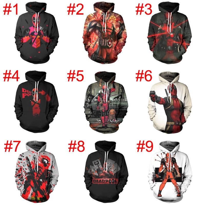 Men's Deadpool Sweatshirts Long Sleeve Hooded Coat Pullover Hoodies With Superhero Design
