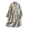 Herfst Katoen Linnen Bloemen Dames Mode Modieus Vroeg Middellang Shirt Losse Plus Size