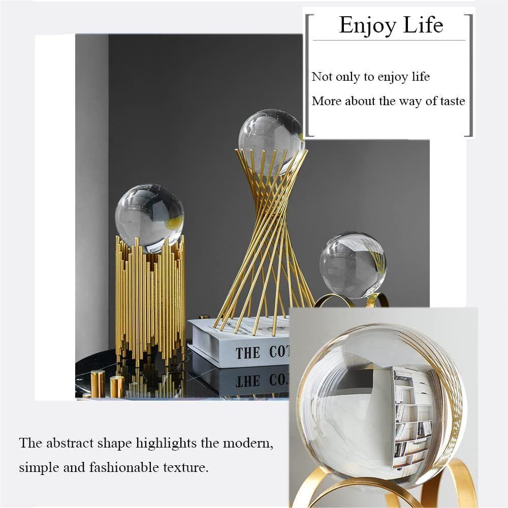 Clear Crystal Ball With Gold Art Decor Stand Light Luxury Sphere For Photography Ornaments Bookcase Wedding And Party