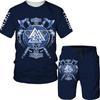 Viking Summer Men T Shirt Set 3D Printed Vintage Clothes Short Sleeve Tshirts Shorts Oversized Tracksuit Fashion Men Sport Suit