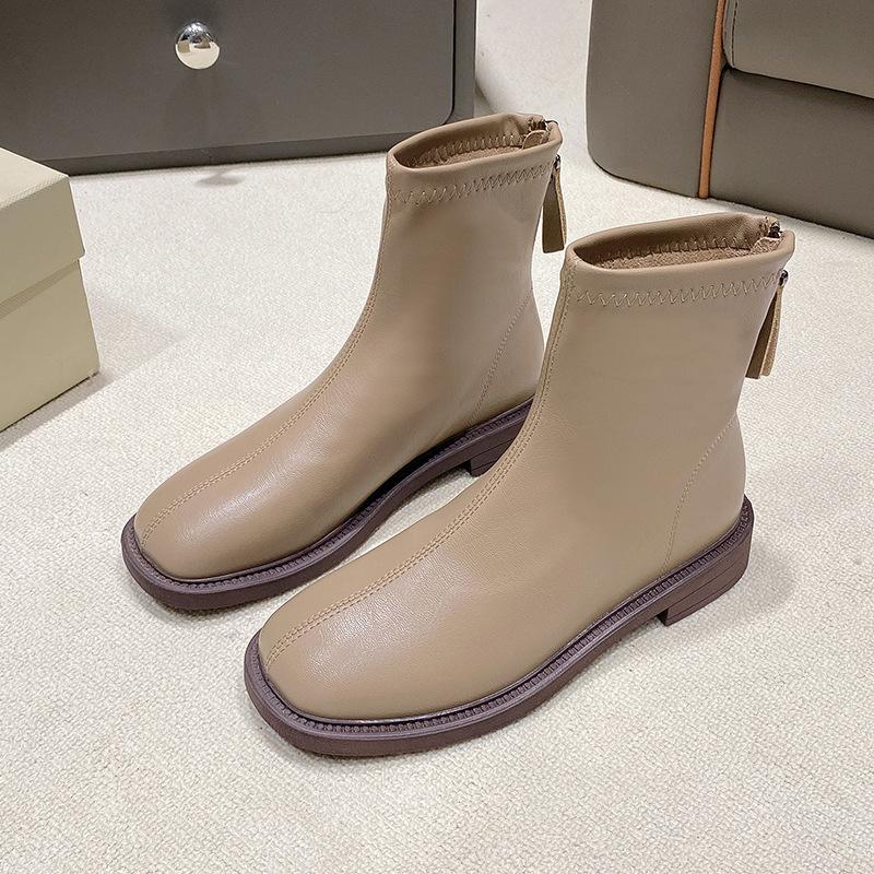 European and American Martin boots children thick heel soft leather bare boots with thin boots British style short boots
