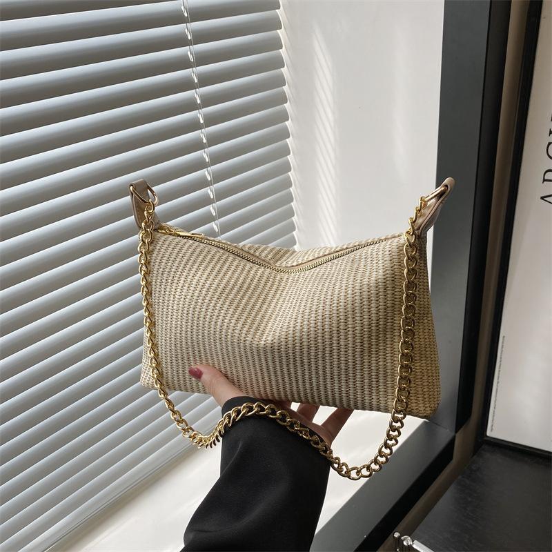 Beautiful Casual Solid Color Simple Daily Commuting Practical Versatile Lightweight Chain Single Shoulder Armpit Bag Handbag
