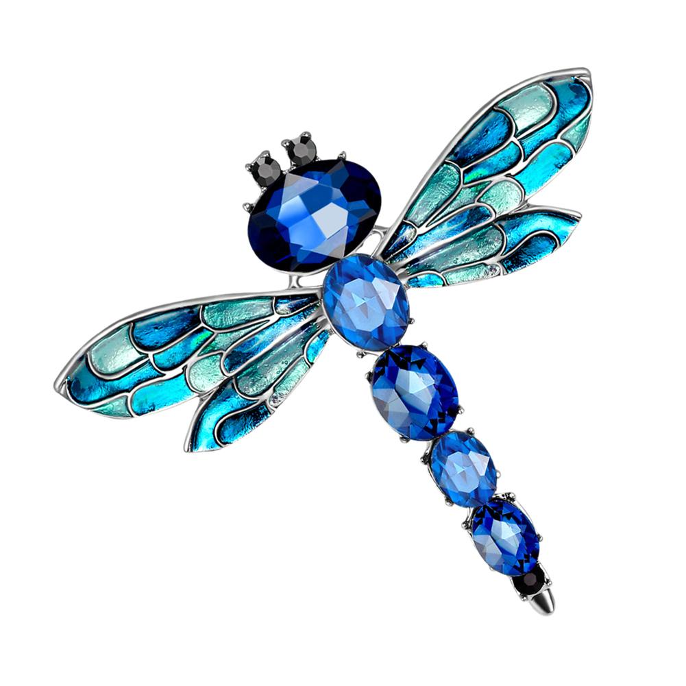 Broche Feminino Elegante Estilo Vintage Libélula Strass Coloridos Forma de Animal Alfinete de Lapela