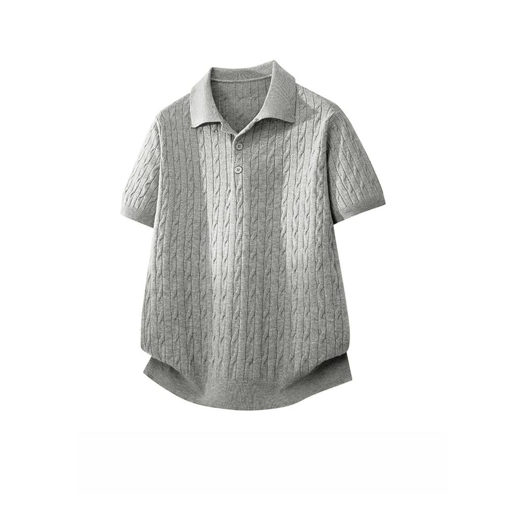 Old Money Wind Lapel Knitted POLO Shirt Short Sleeve Boys Summer Versatile Casual Loose Casual Half Sleeve