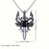 1/2pcs Fashion Gothic Knight Double Dragon Holy Sword Cross Pendant Necklace - Vintage Punk Rock Style-Suitable for Women and Men's Daily Wear-Classic
