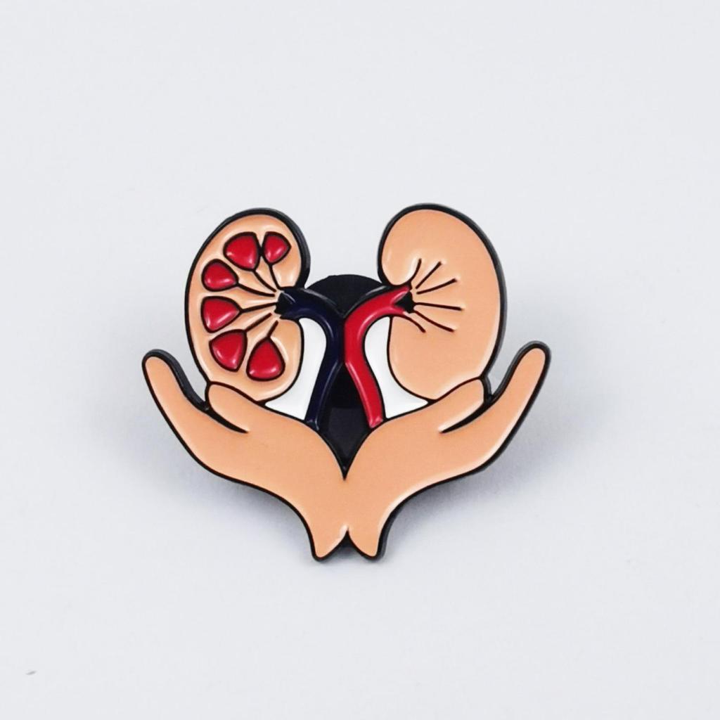 Cartoon Organ Brooch: Cherish the Body Souvenir Metal Badge