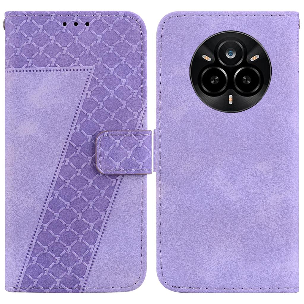 For Realme 14 Pro 5G Stand Case 7-Shaped Pattern Imprint Leather Phone Cover