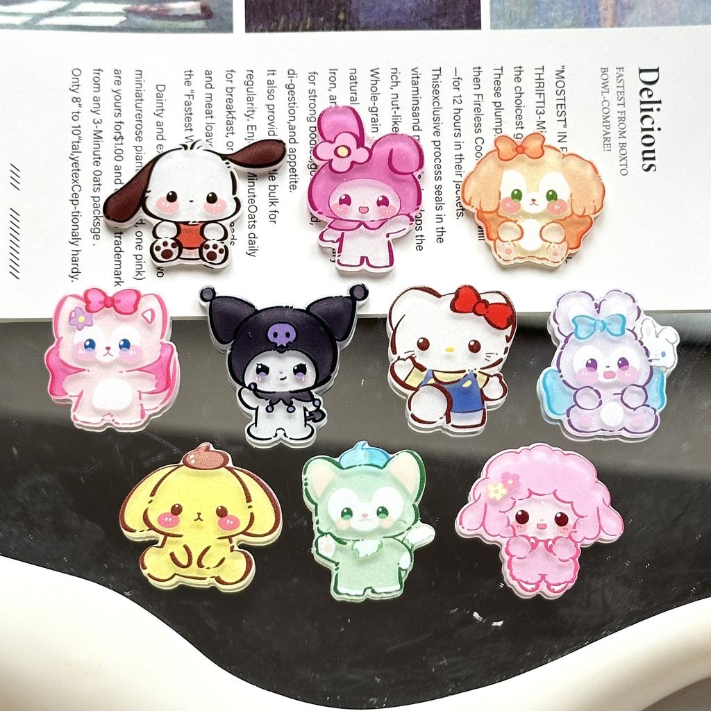 10Pcs New Acrylic Kawaii Cute Cartoon Anime Lamb Sticker Series Clip Book Diy Jewelry Children Gift Hairpin Accessories A108