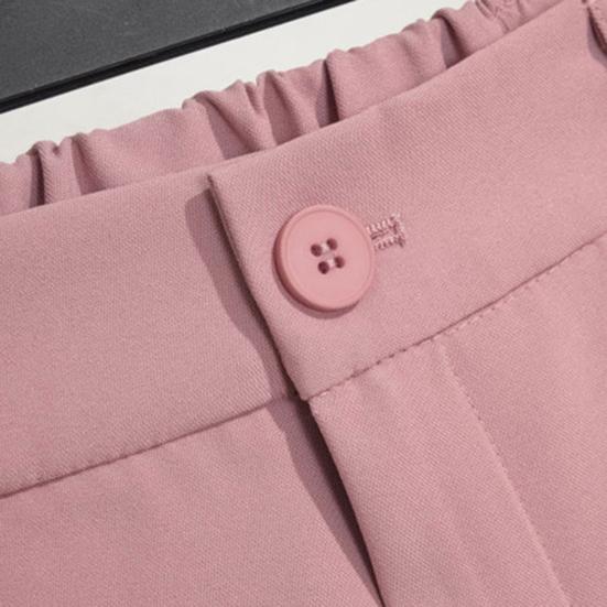 Women Shorts Elastic High Waist Button Zipper Fly Summer Suit Shorts with Pockets Solid Color