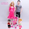 5 Pieces People Family Dolls Early Educational Gifts Accessories with Dad Pregnant Mom Boys Girls Bicycle Scooter