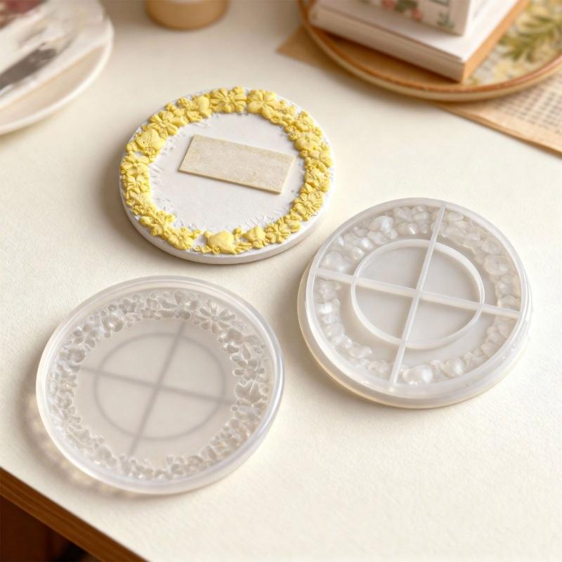Silicone Resin Tray Mold With Floral Rims Design For Handmade Crafts Jewelry Dishes And Home Decors