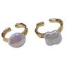 Natural four-leaf flower button baroque pearl ring women's open index finger ring 2026 new retro ring